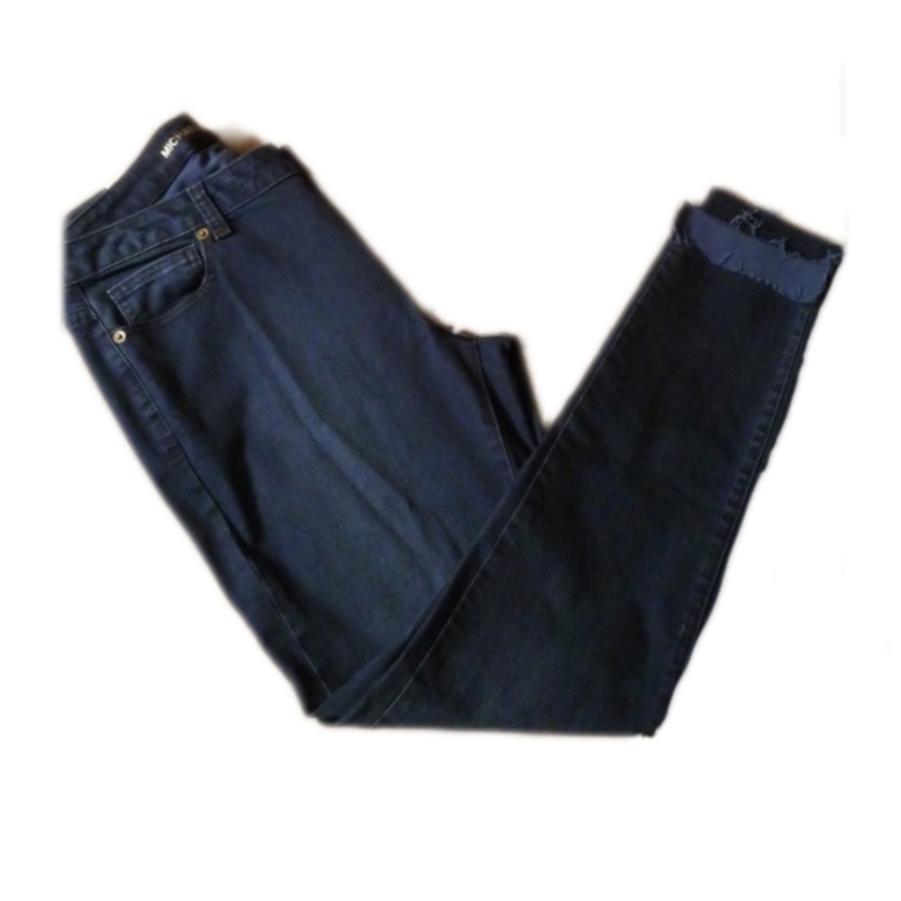 Michael Kors Izzy Skinny Frayed Hem Jeans 8